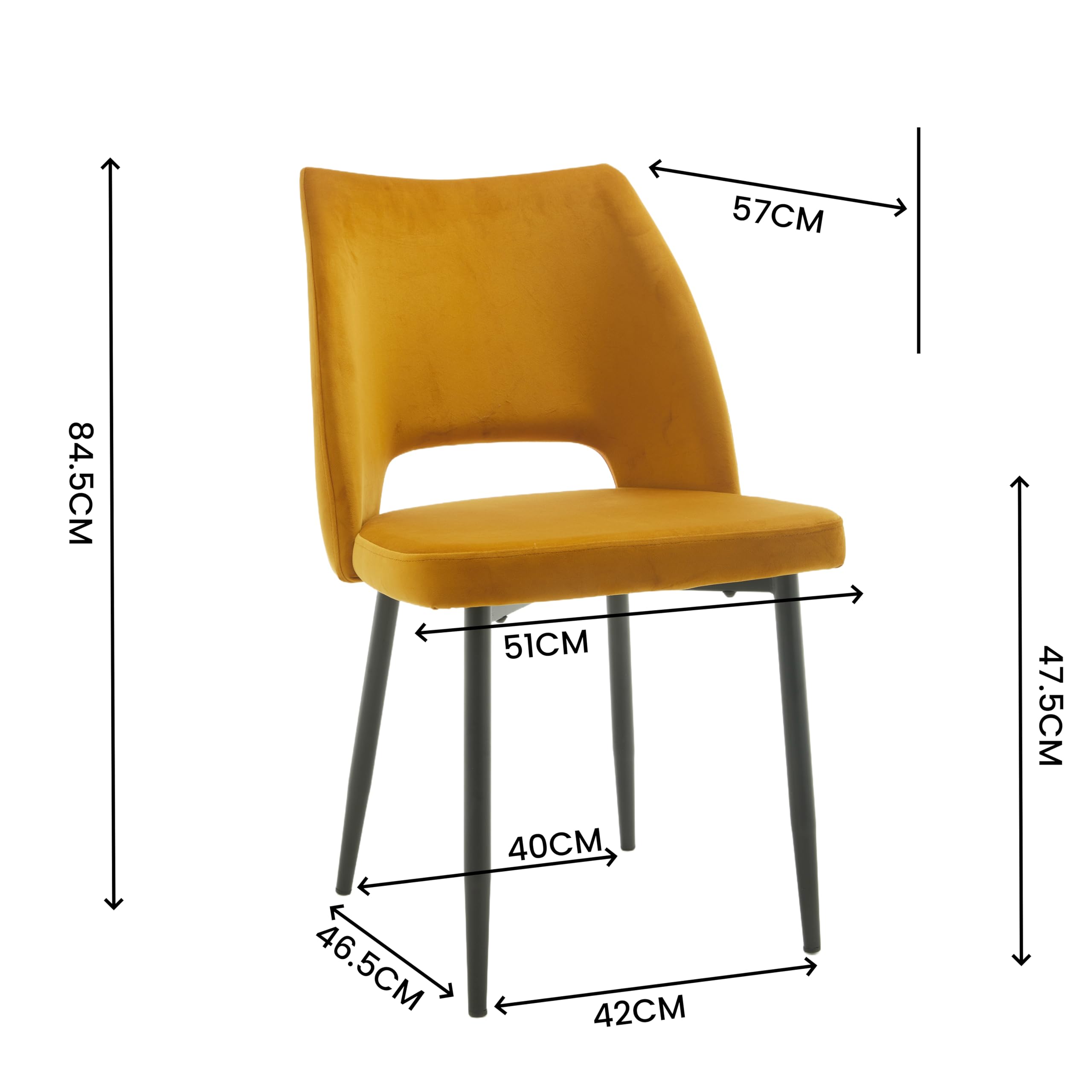 METRO Professional Gepolsteter Restaurant-Stuhl Salto, 2er Set Esszimmerstühle, Stahl/Polyester, 150 kg Tragkraft, Gelb