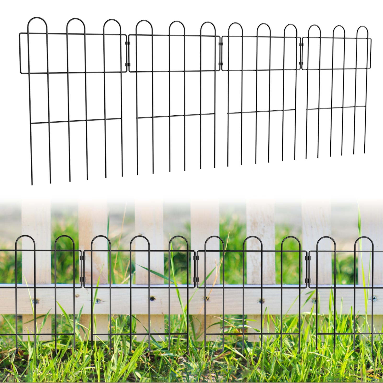 MOOACE Animal Barrier Fence 20 Pack, 16.7 in(H) X 21 ft(L), No Dig Decorative Garden Fence, Rustproof Metal Dog Rabbit Blocker Fencing, Small Fence Border for Outdoor Yard