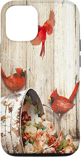 Funda para iPhone 14 Cardinal Bird Love With Flower Cute Bird For Women