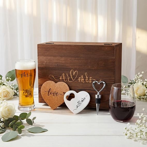 Remerry 7 Pcs Bridal Shower Gifts for Couples Bride and Groom Wedding Gifts