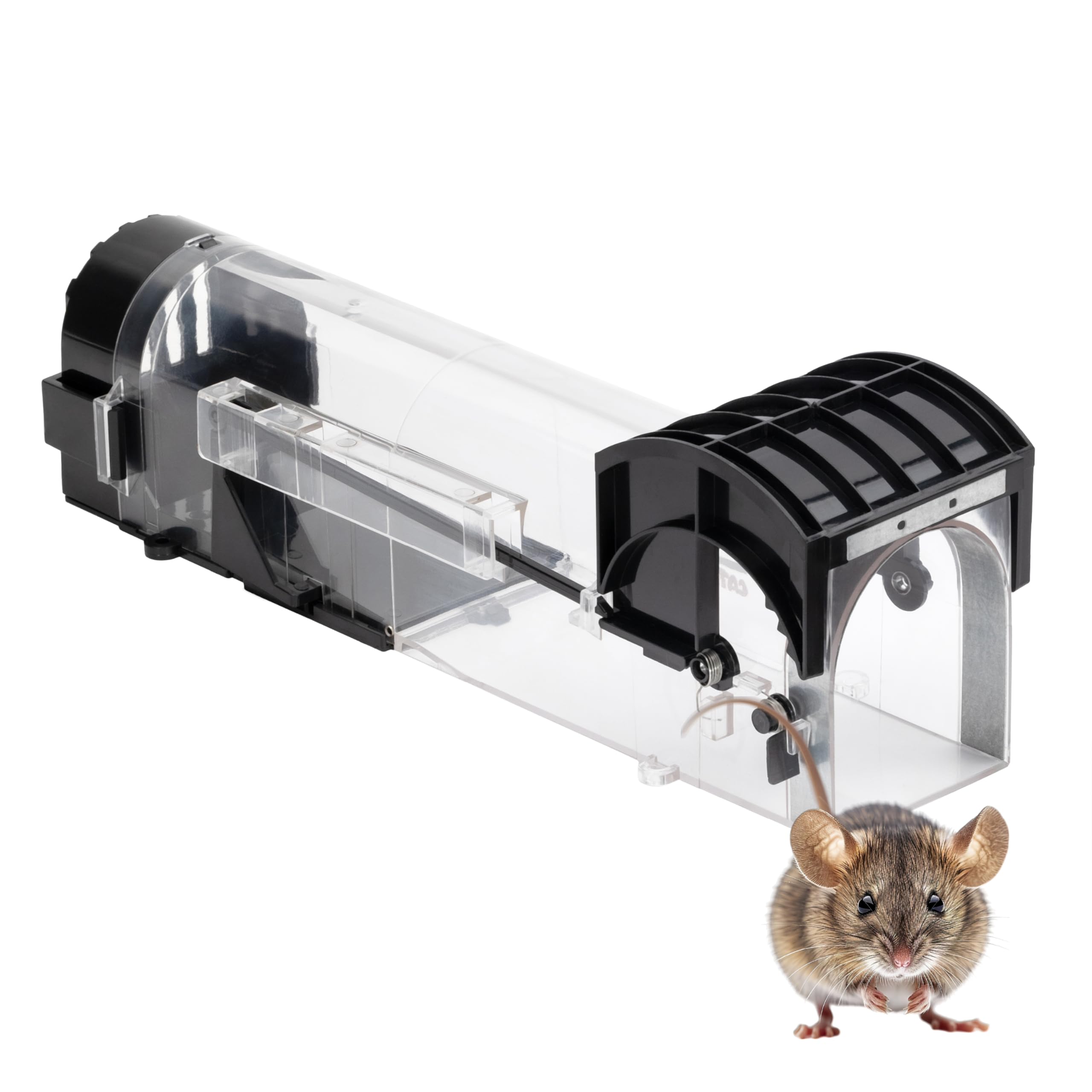 Rat Catcher - Trappola Per topi, Trappole Topi Compatta, Riutilizzabile Con Fori, No Veleni, No Letale, Nero/Trasparente
