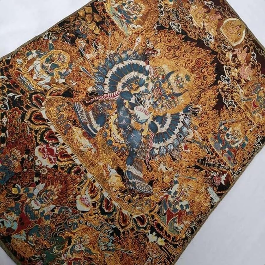 Miniatura 5 de Thangka - Tapiz de seda para colgar en la pared, diseño tibetano, Yama Dharmaraja, deidad budista, Yamantaka, Tangka, yoga, decoración del hogar,