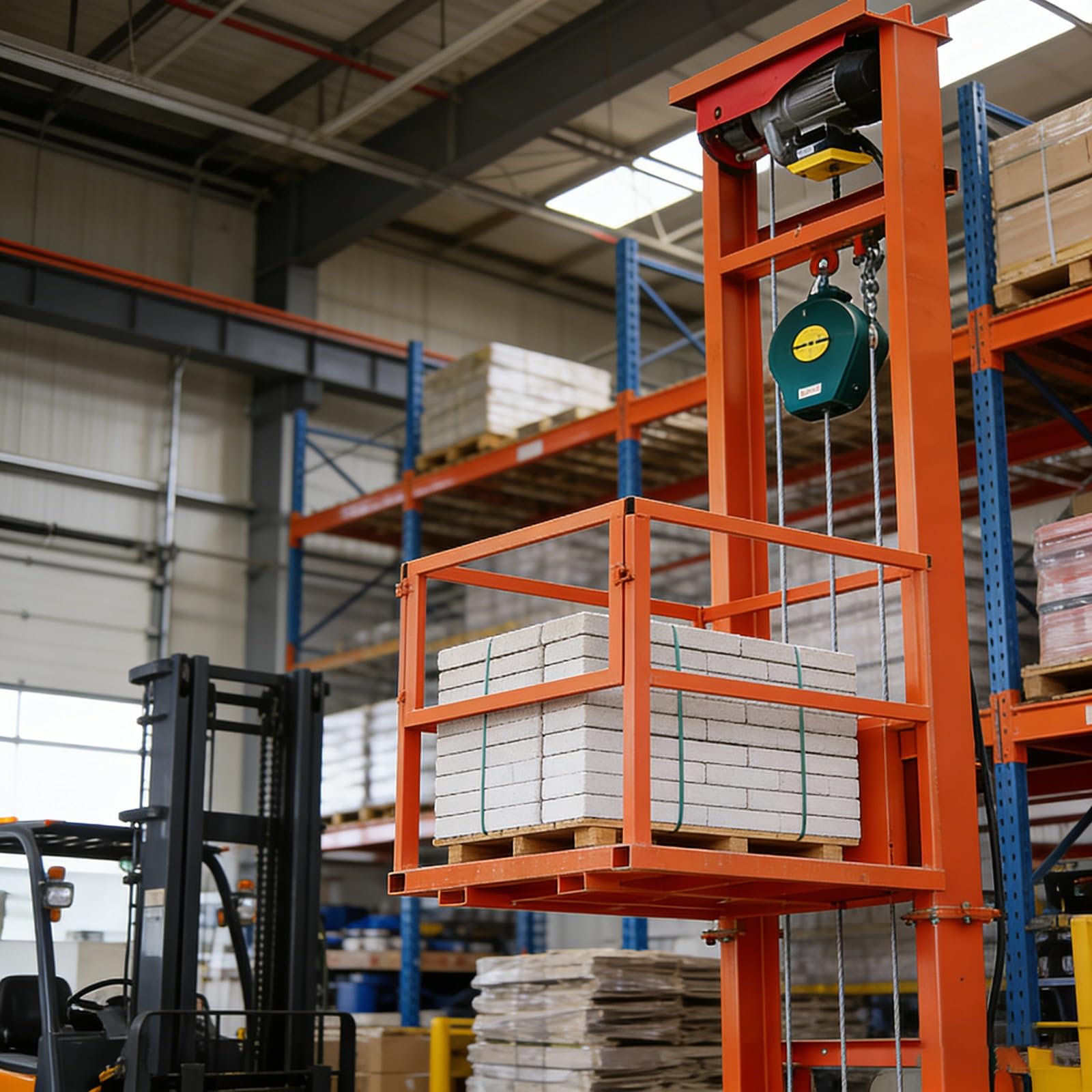 Wandmontierter Lastenaufzug, 400 Kg (880 Lbs) Tragende Elektrische Hebeplattform, Mit Fernbedienung, Geeignet For Lagerhäuser Und Fabriken(8M/26.2FT)