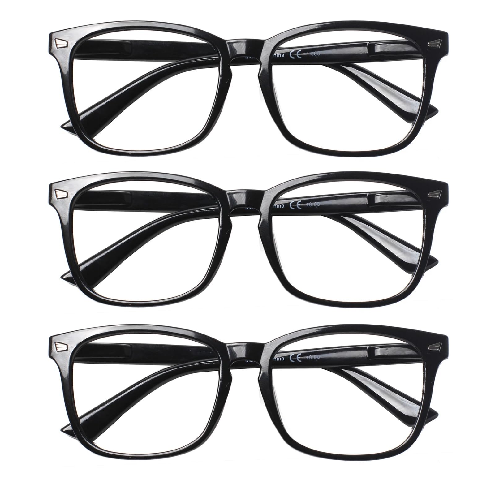 COJWIS 3 Pack Blaulichtfilter Lesebrille groß Damen Herren Computerbrille Lesebrillen Sehhilfe Brille Computer-Lesebrillen mit Sehstärke (Schwarz, 2.25, x)
