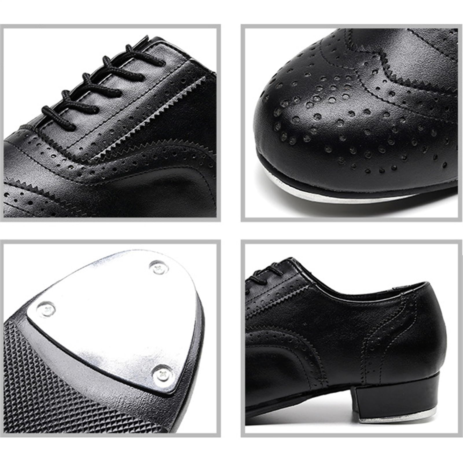 Zapatos de Claqué Hombre Tacón Bajo Cordones Brogue Transpirables