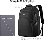 YAMTION Black Backpack for Men and Women, Laptop Backpack, School Backpack for Boys and Girls, Lightweight Bookbag, Work Backpack Fits 15.6 Inch Notebook