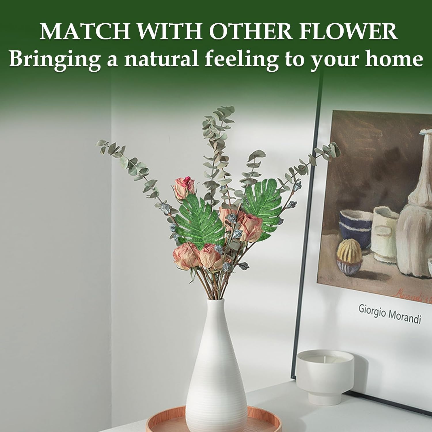 12Pcs Artificial Palm Leaves, Faux Tropical Monstera Realistic Safari Jungle Leaf for Hawaiian Luau Party, Wedding, Birthday, Jungle Beach Theme Decorations (Green) - Image 5