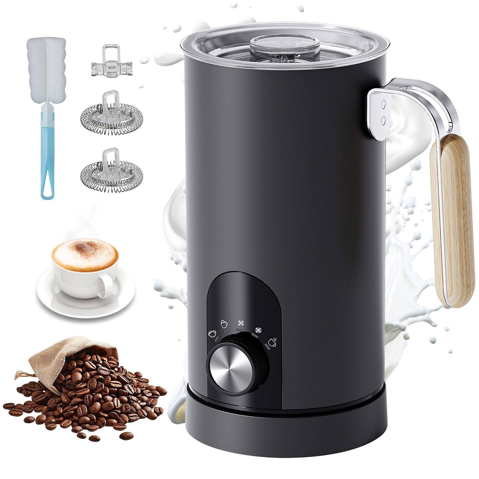 Mousseur à lait électrique automatique chaud et froid pour savourer un cappuccino à la maison