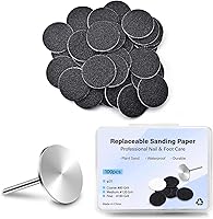 Vista 1 de 100 discos de papel de lija con 1 eje de metal, almohadillas de lijado reemplazables para limas eléctricas de pies, cutículas de callos, cutículas
