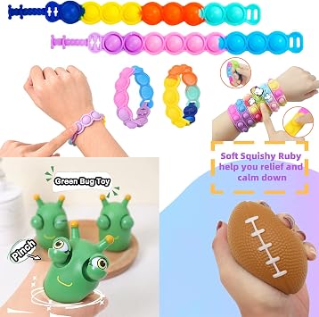 Chennyfun Fidget Toy Set, 26PCS With Box Fidget Toys Pack | Sensory Toys for Autism ADHD,Fidget Toy in Magic Burger Cube,Rainbow Ball Relaxing Entertainment Birthday Gift for Kid Adult
