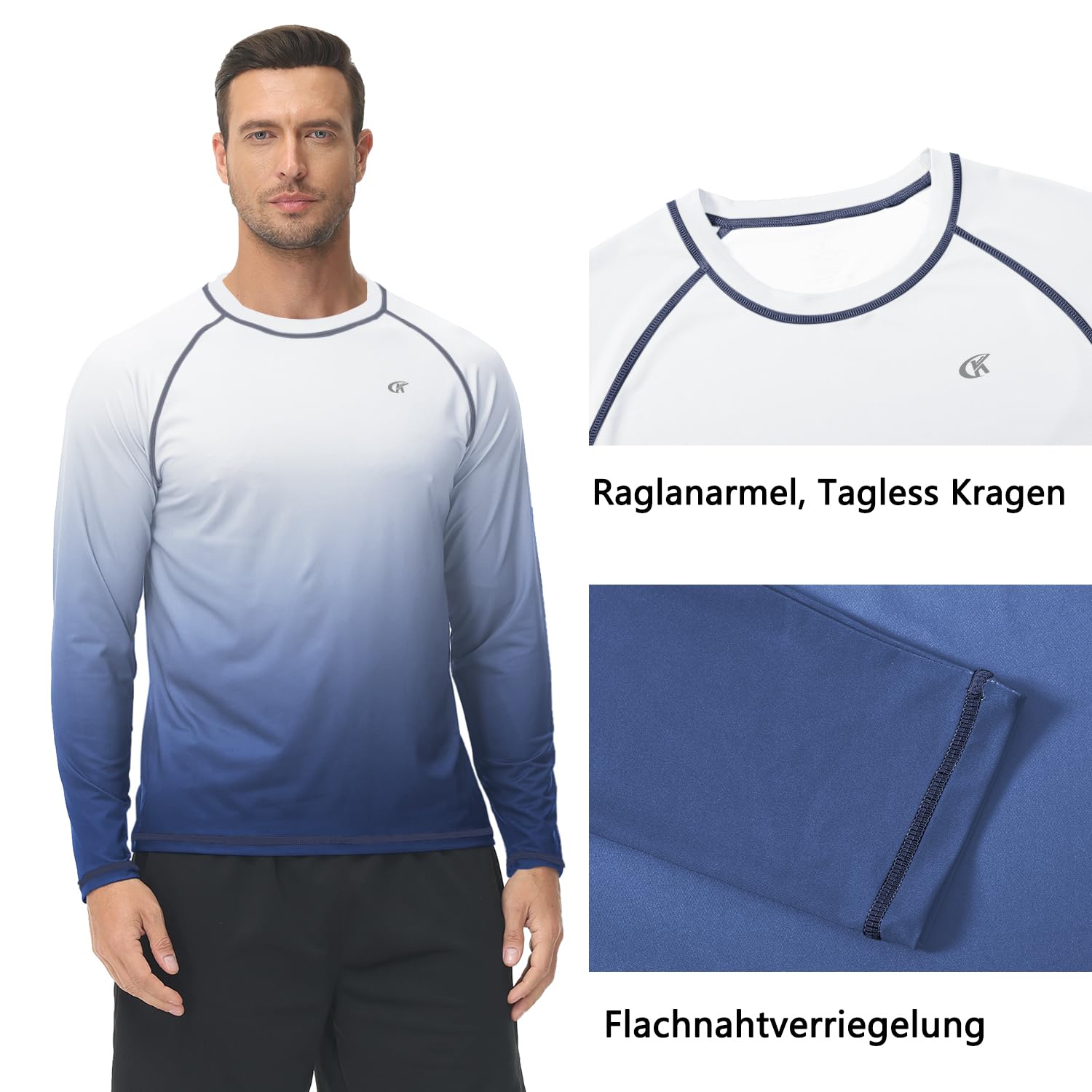 Huayuzh Rashguard T-shirt de natation à manches longues pour homme Séchage rapide Respirant Surf Pêche Randonnée