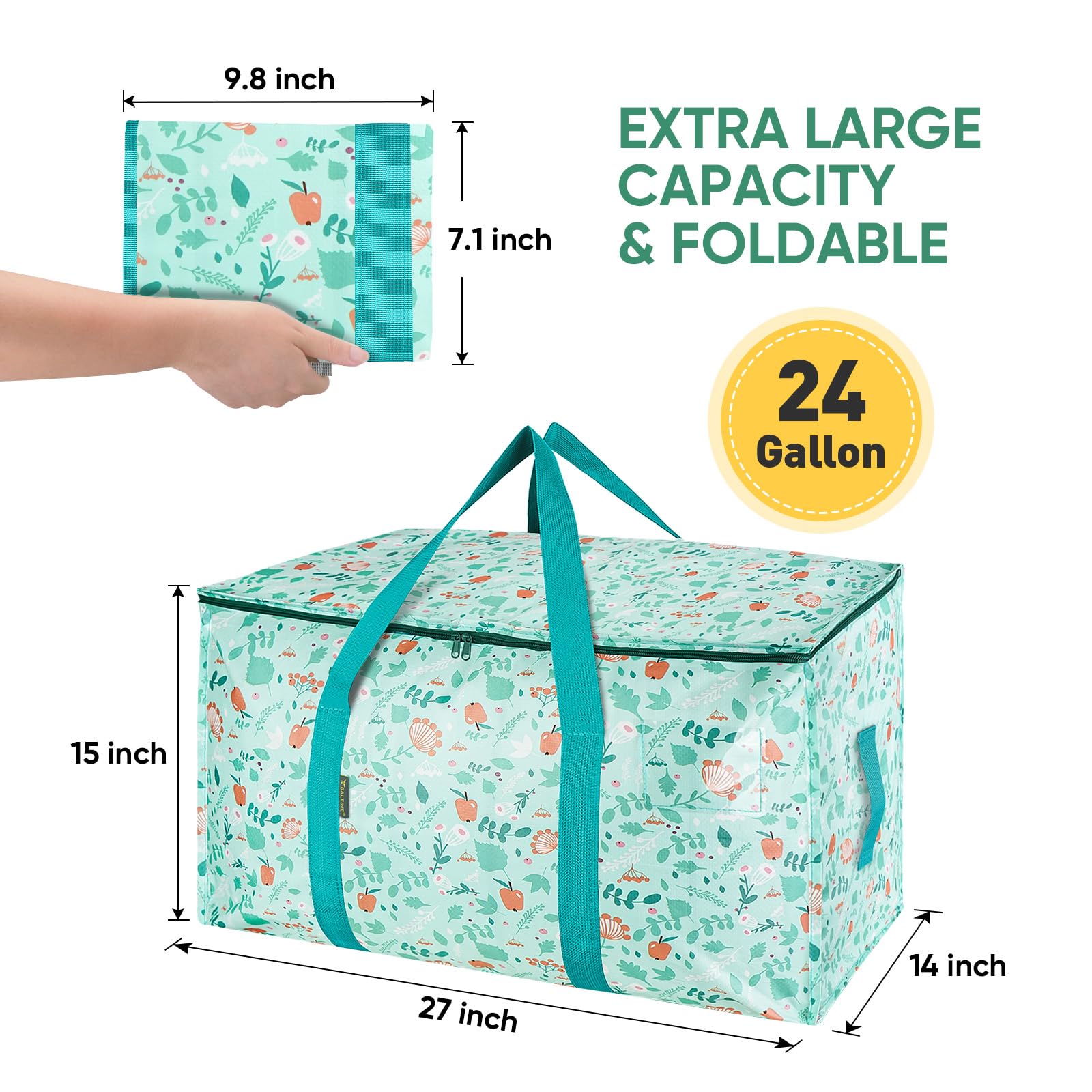 BALEINE Paquete de 2 bolsas de mudanza de gran tamaño con asas reforzadas, bolsa de almacenamiento resistente para ropa, suministros de mudanza (paseo de primavera, paquete de 2)