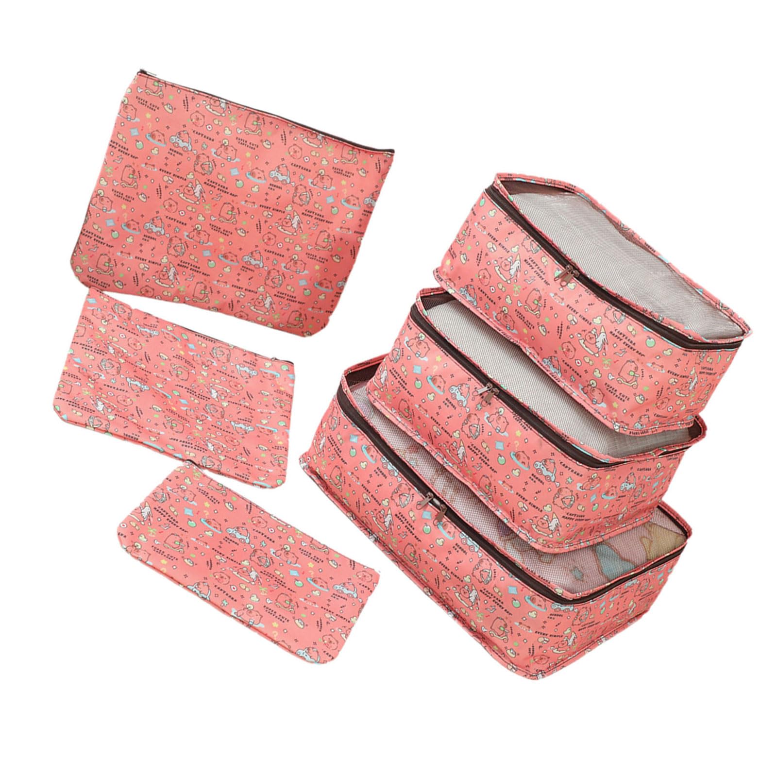 Yrohgkpn Red Packing Solution With Cubes Set Organize Suitcases With Waterproof Bags Shoe Compartment And Cable Holder Underwear Packing Cubes
