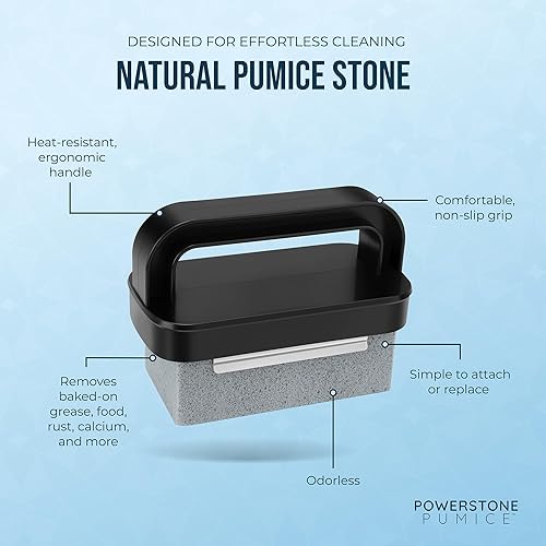 Miniatura 5 de Powerstone Juego de bloques de limpieza de piedra pómez con asa, incluye 2 asas, 6 piedras pómez para horno de limpieza, plancha, rejillas de
