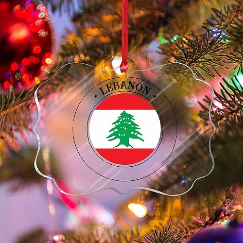 Vista 36 de Bandera nacional de Kuwait, decoración de árbol de Navidad de acrílico, adorno de recuerdo de la ciudad, adorno colgante para árbol de Navidad