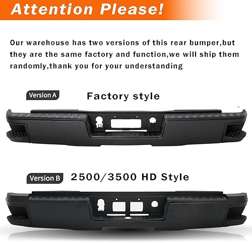 Vista 21 de Ensamblaje de parachoques trasero compatible con Chevy Silverado 1500 GMC Sierra 1500 2014-2018 con orificio sin sensor con escalones de esquina