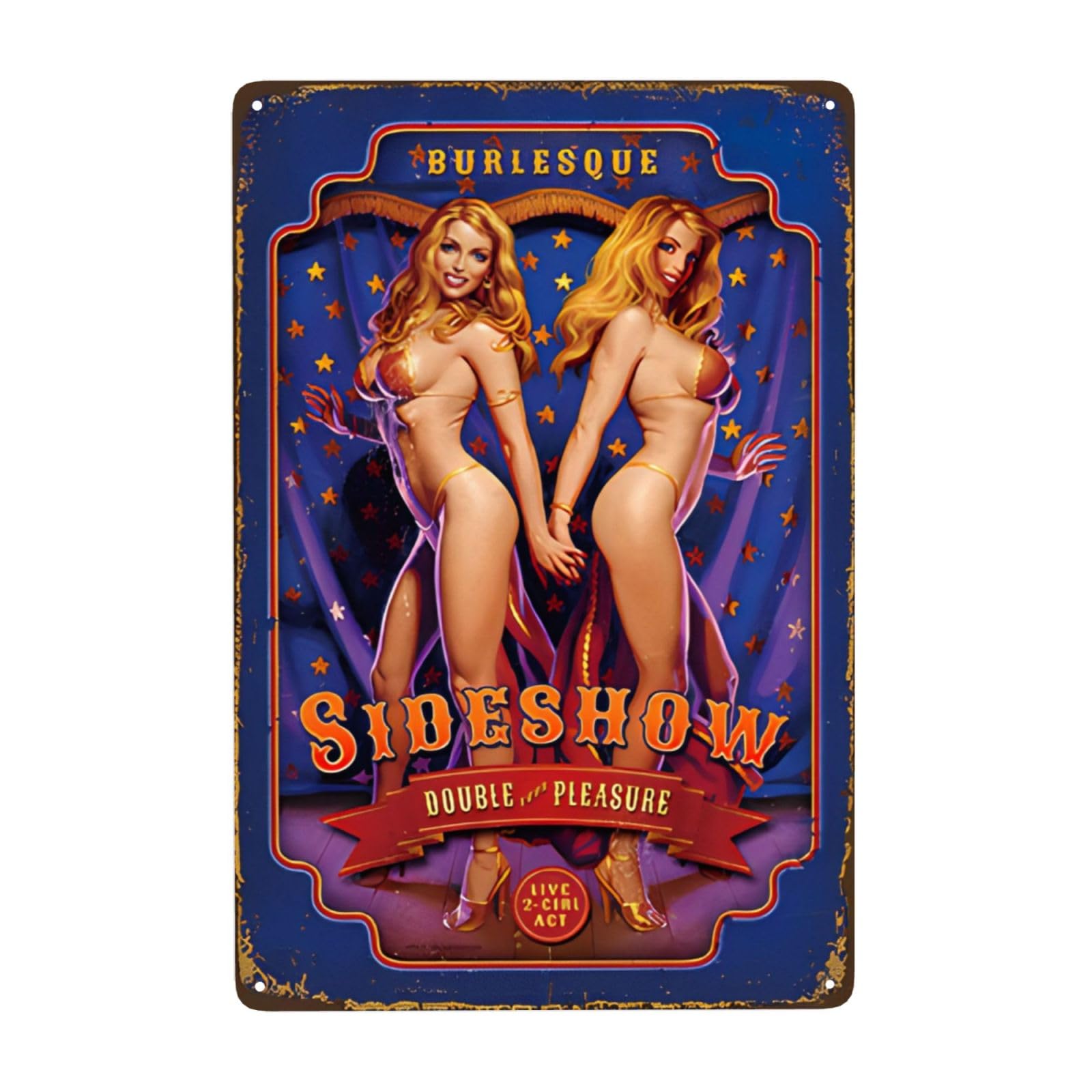 Kueprae Girls A783 Double Your Pleasure Pin Up Vintage Metal Sign, Retro Tin Sign Sexy Poster For Man Cave Bar Garage Pubs Hotel Wall Art Decor 8X12 Inch