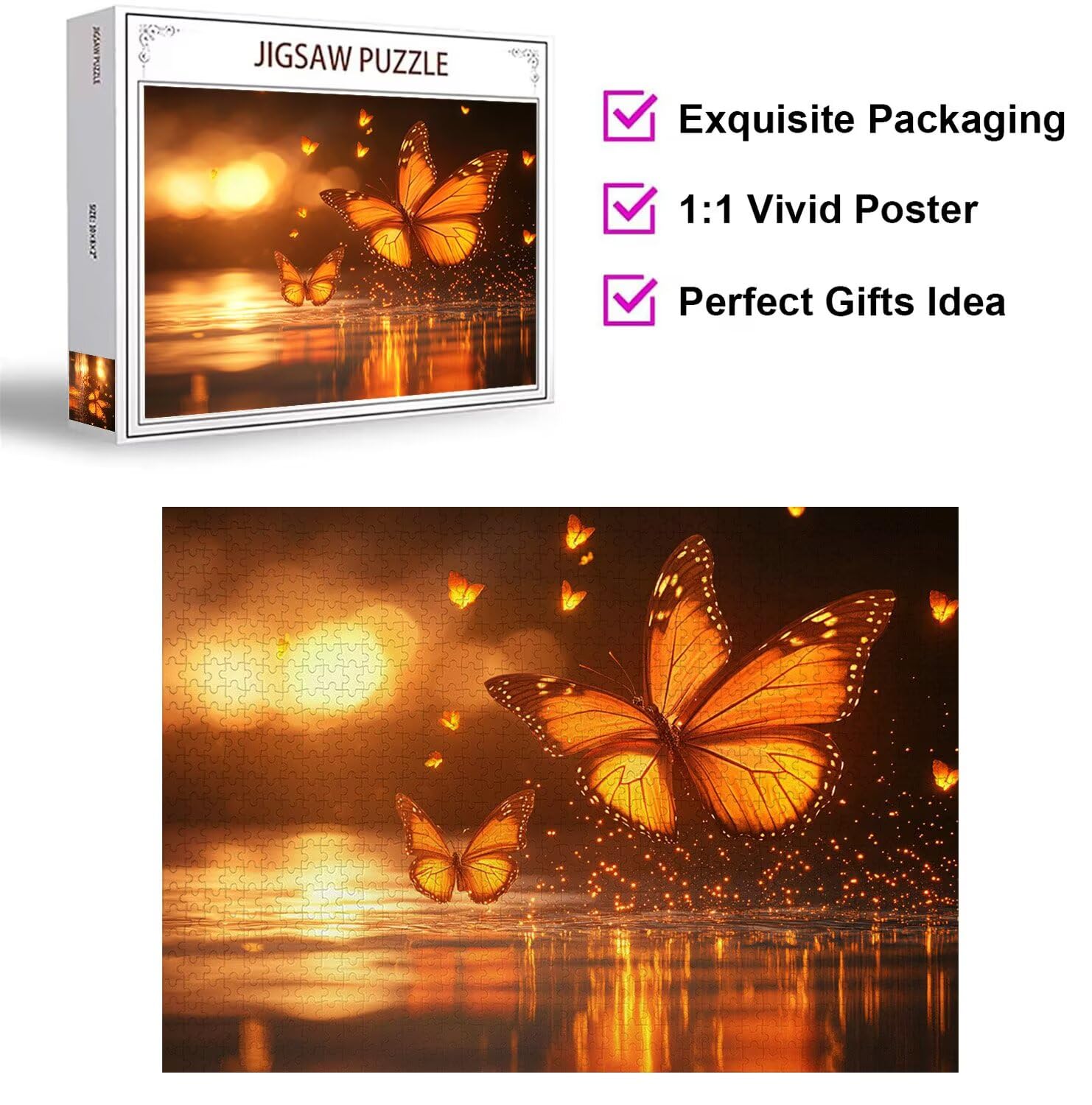 Puzzle 4000 Pieces Coucher de Soleil Puzzle Adulte 141x87cm Papillons n-441