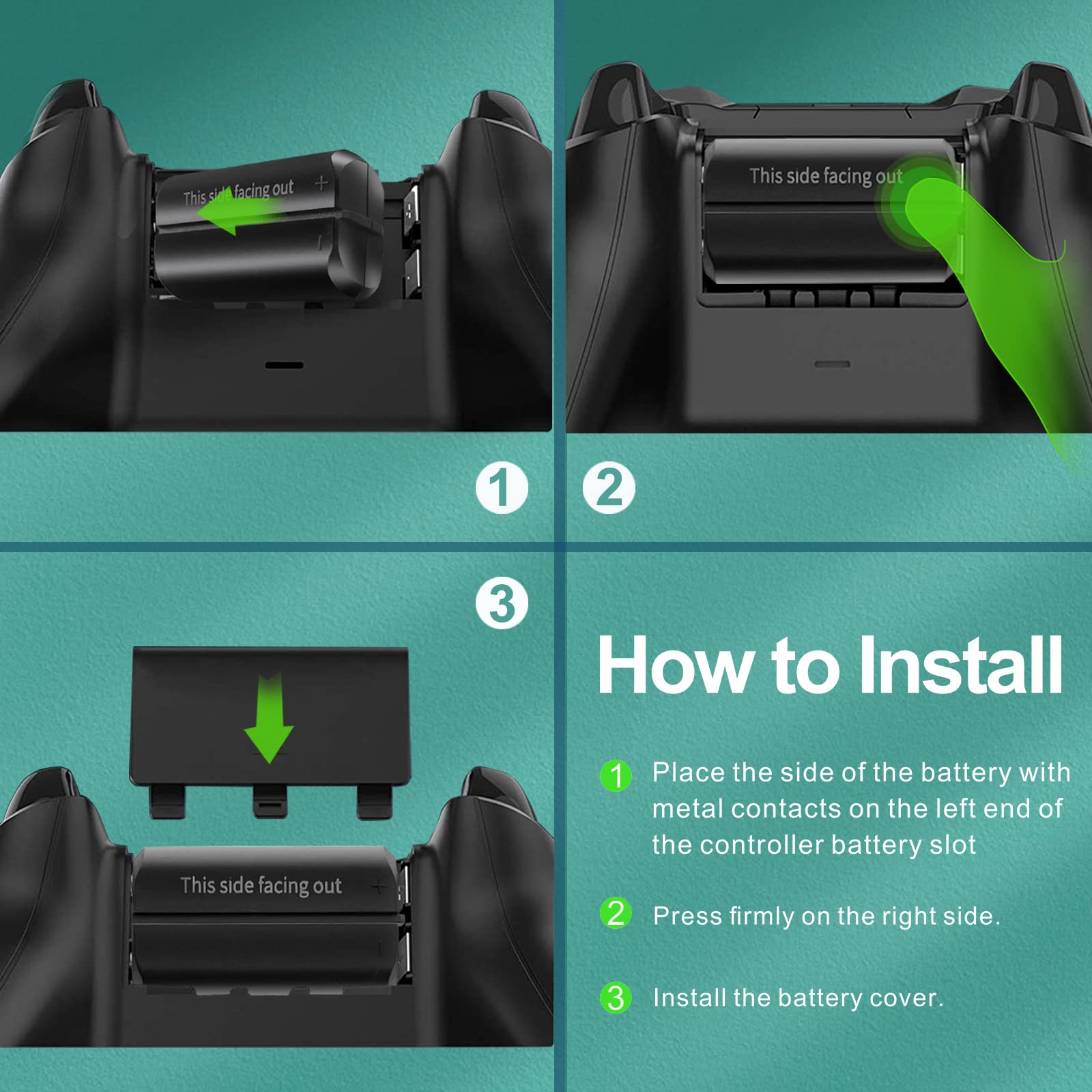 Bateria Mando para Xbox Series S, 4x1300mAh Batería Recargable & Cargador Mando para Xbox One, Recargable Battery Pack Accesorios para Xbox Series X|S/Xbox One X|S