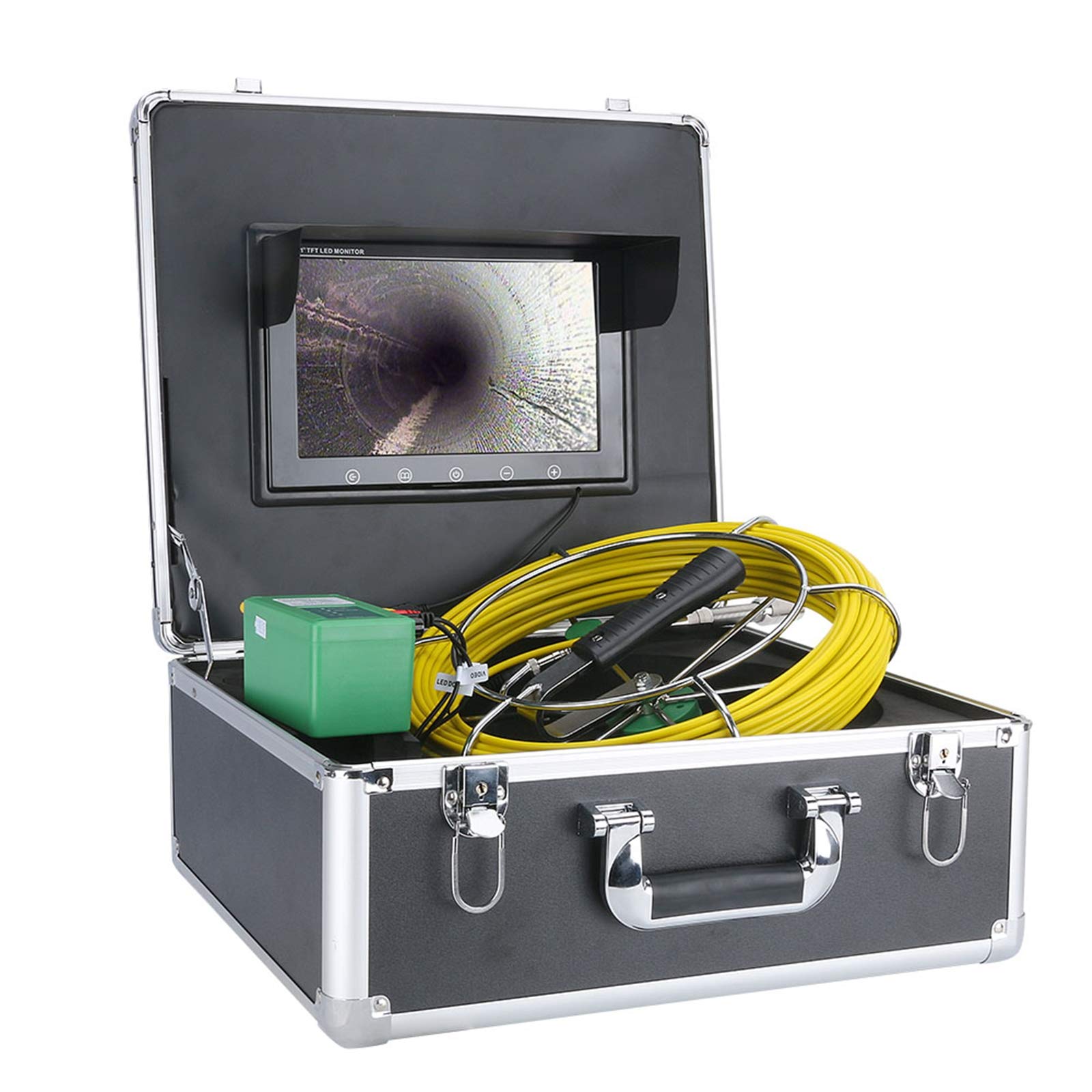 Telecamera di ispezione con luci LED 8 Pezzi, videocamera per scarichi fognari Endoscopio Impermeabile IP68 per tubazioni, periscopio con Monitor da 10 Pollici