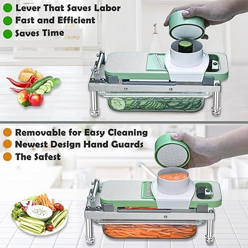 Miniatura 3 de Picador de verduras todo en 1 con 8 cuchillas - Mandoline Slicer-Pro Picador de alimentos con recipiente - Picador de cebolla para ensalada de