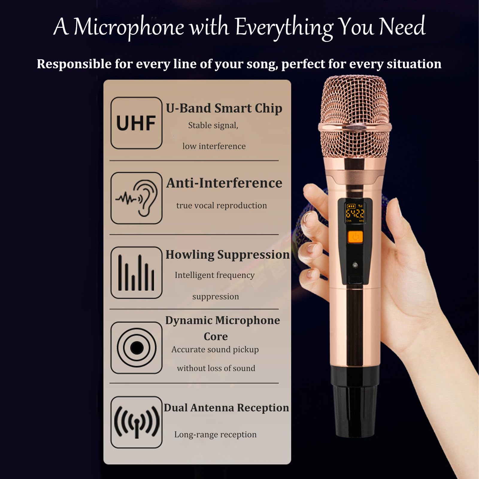 Karaoke Profesional con Pantalla Táctil Capacitiva y Micrófono Inalámbrico, Equipo de Karaoke con Función de Amplificador de Potencia para el Hogar y Bares 22in-2T