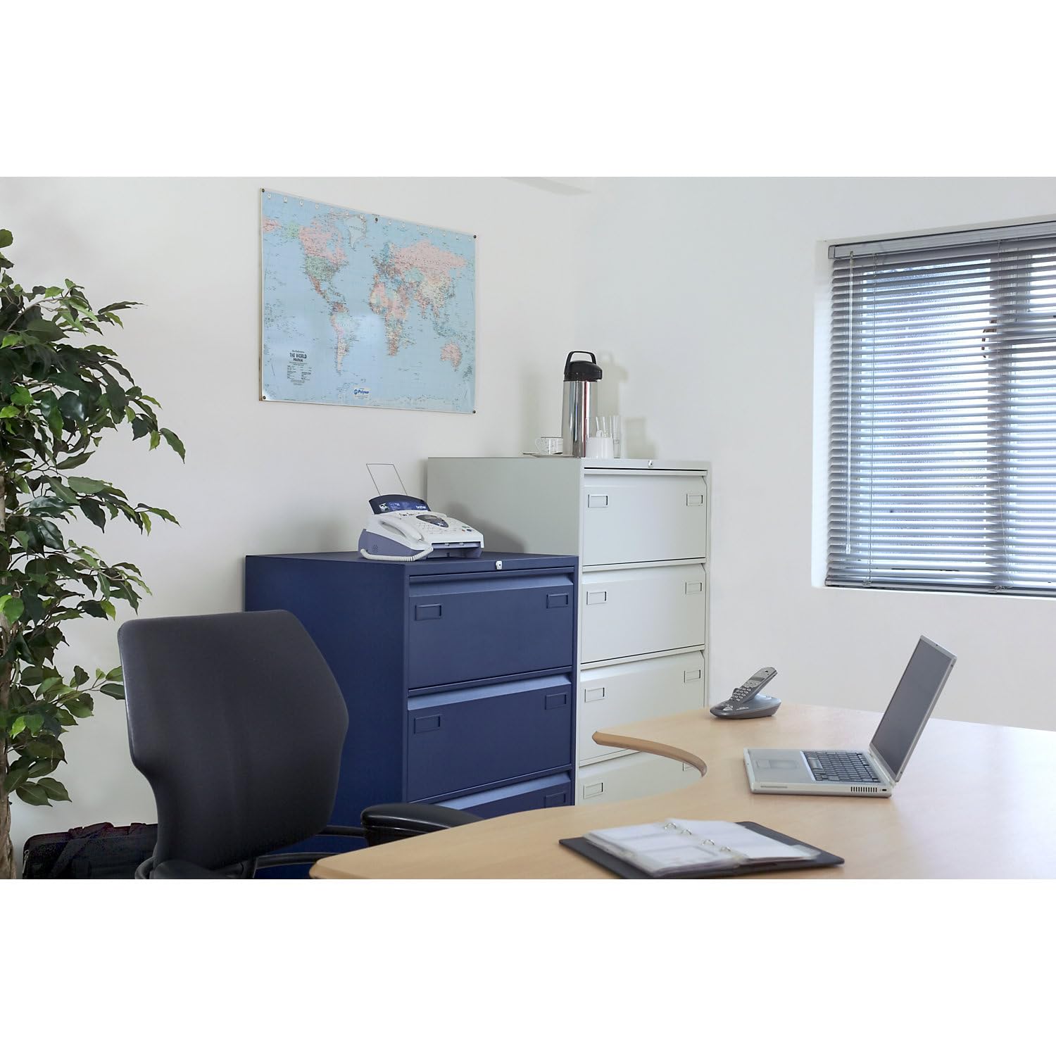 BISLEY Light Hängeregistraturschrank, doppelbahnig, DIN A4, 4 HR-Schubladen, Metall, 355 Silber, 62.2 x 80 x 132.1 cm