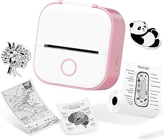 Phomemo T02 Pocket Printer-Bluetooth Thermal Photo Printer Mini Printer,Great for DIY Journal,memo,Sticker and Notes,Compatible with Smartphone & Tablets,Pink