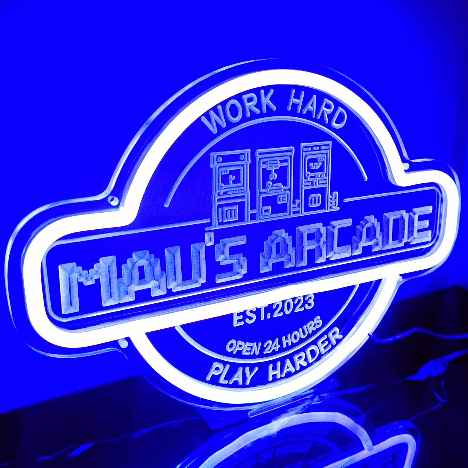 Jesalah Insegna Al Neon Arcade - Luce LED USB 13x40 Cm - Rosso E Blu - Decorazione Retrò Per Gamers E Bar