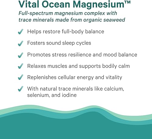 Miniatura 4 de PURE SYNERGY Vital Ocean Magnesium - Cápsulas de suplemento de magnesio orgánico  Complejo vegano a base de algas marinas con espirulina, clorella y