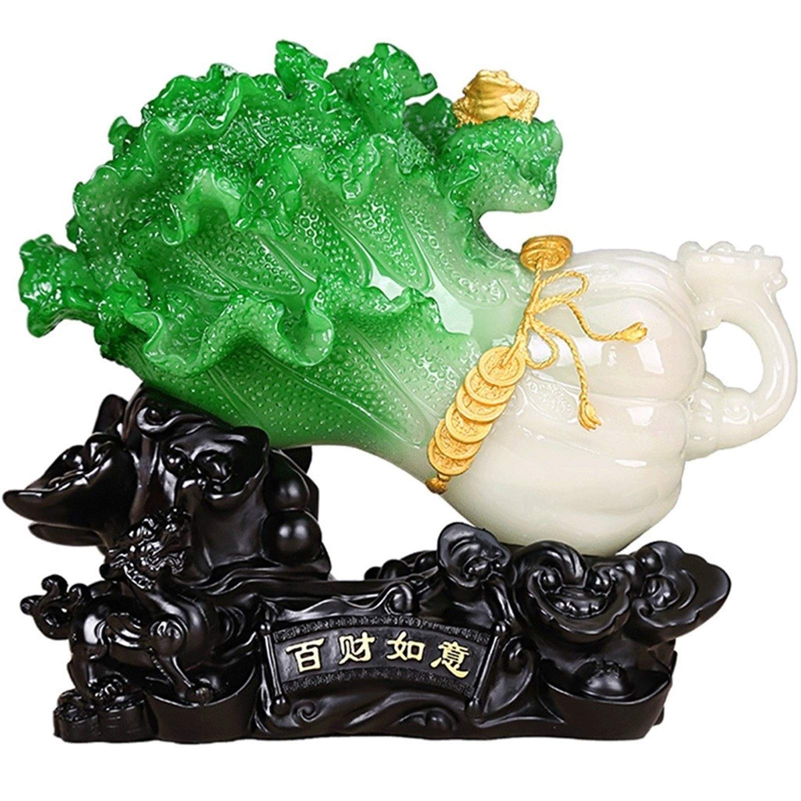 Statua Feng Shui, Statua Feng Shui Bai Choi/Pok Choi per ricchezza fortuna Artigianato Feng Shui Mobile TV Razione domestica Regalo di apertura Regalo di benedizione