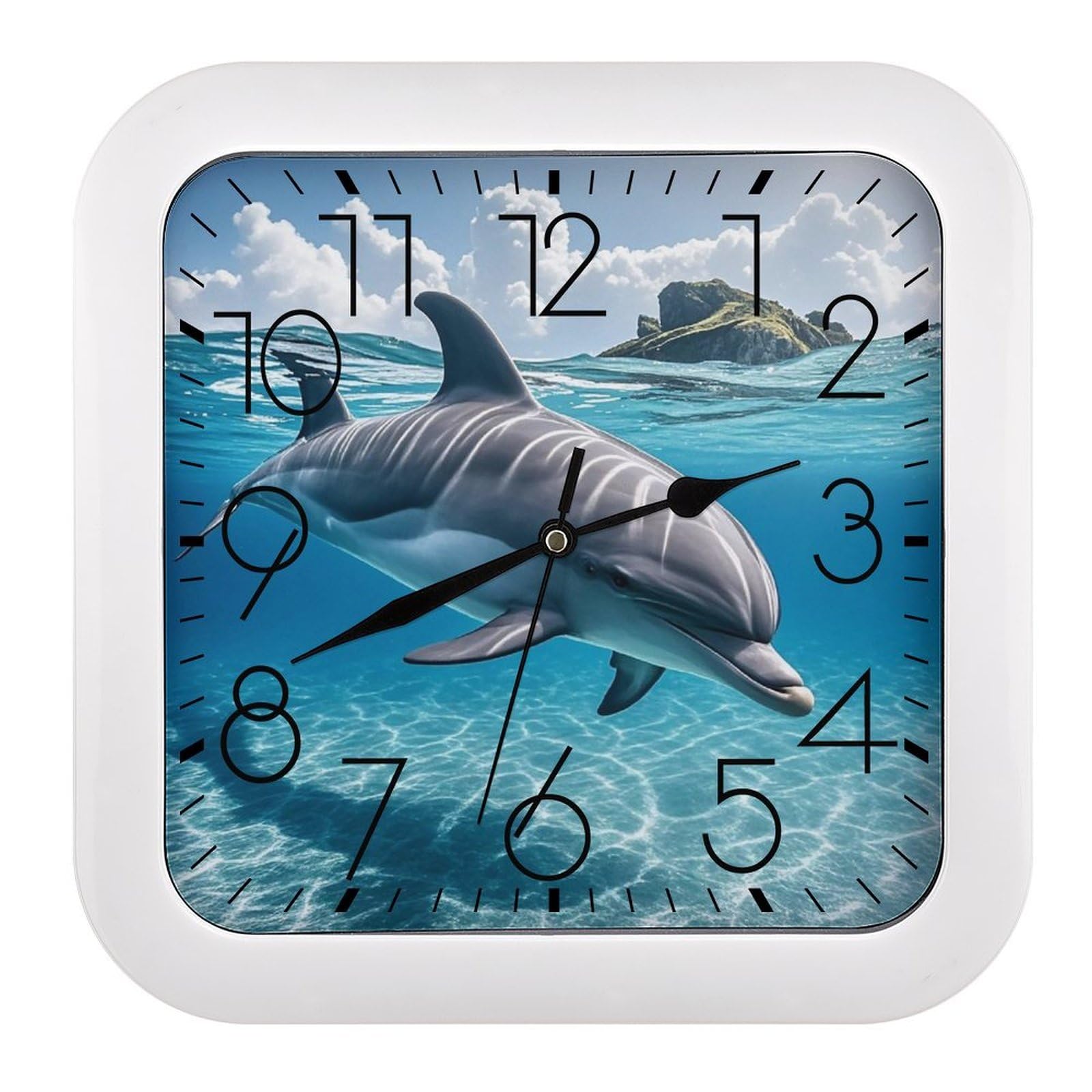 Horloge murale dauphin océan analogique tendance et simple