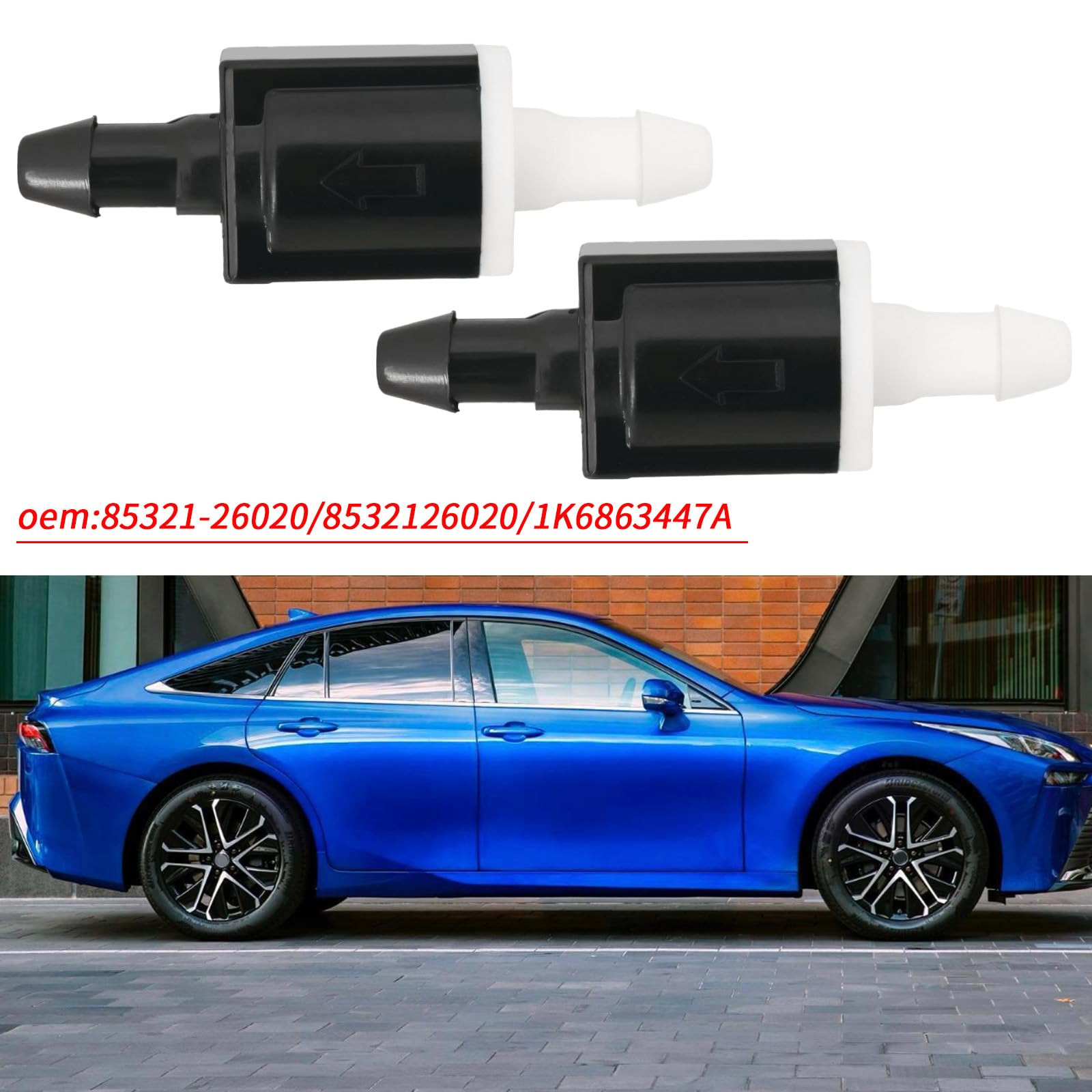 SG Store 4 szt. Zawór zwrotny przedniej szyby spryskiwacz wycieraczki bez powrotu 85321-26020 8532126020 1K6863447A kompatybilny z Toyota 41 x 14 mm
