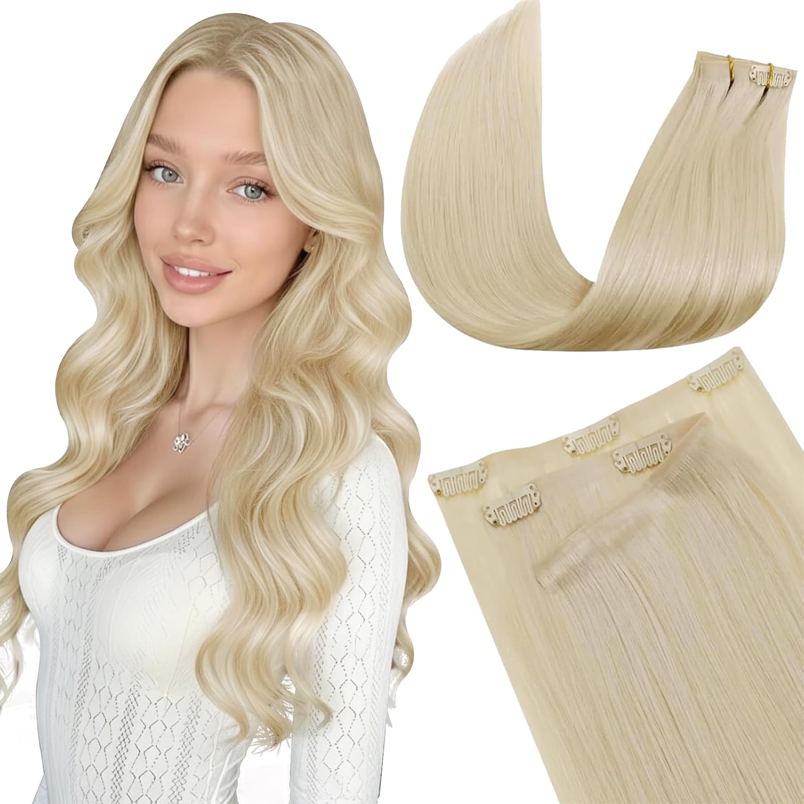 LaaVoo Extensions Echthaar Echt Haar Extension Clip Haarverlängerung Echthaar