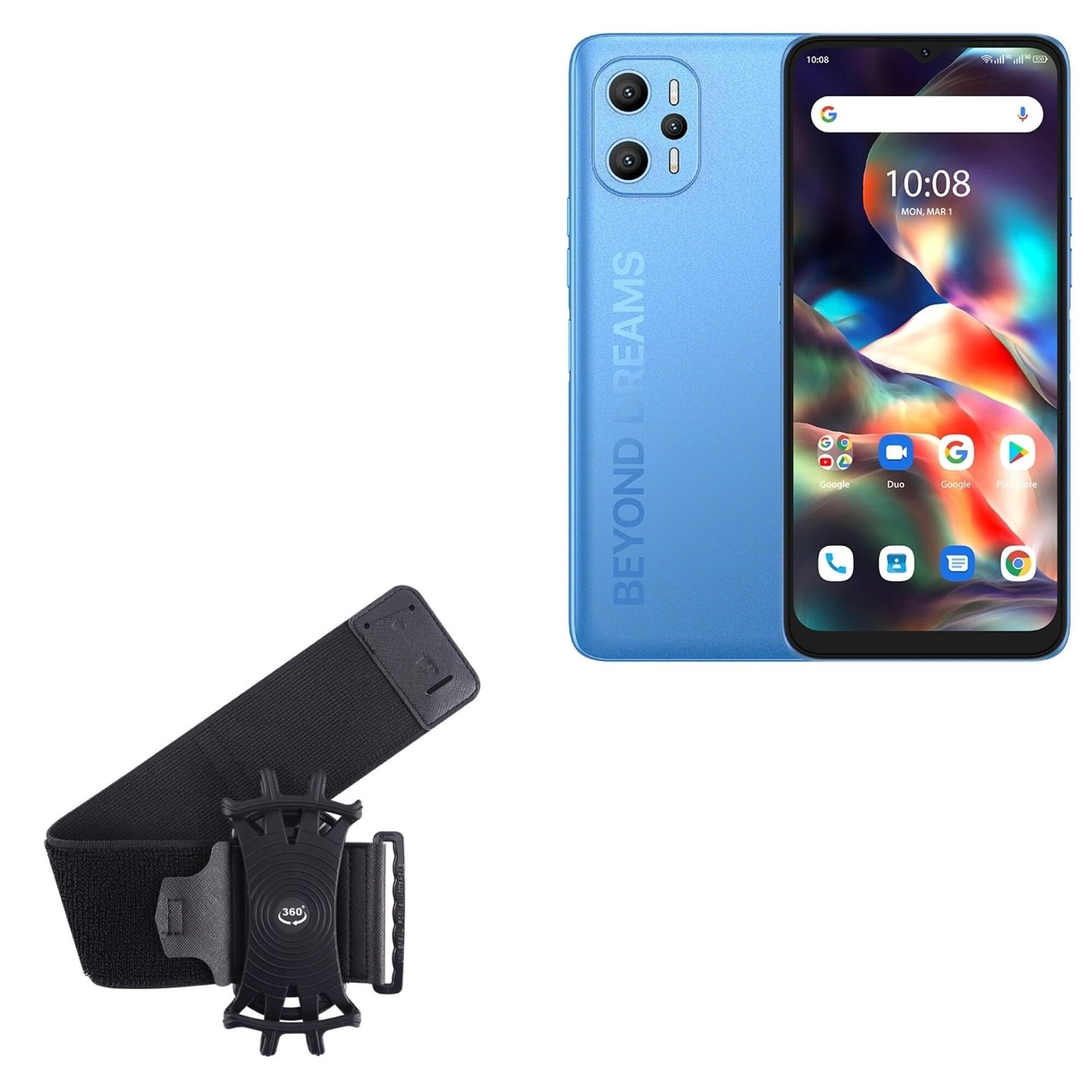 BoxWave Holster Compatible with Umidigi F3 Pro 5G - ActiveStretch Sport Armband, Adjustable Armband for Workout and Running - Jet Black