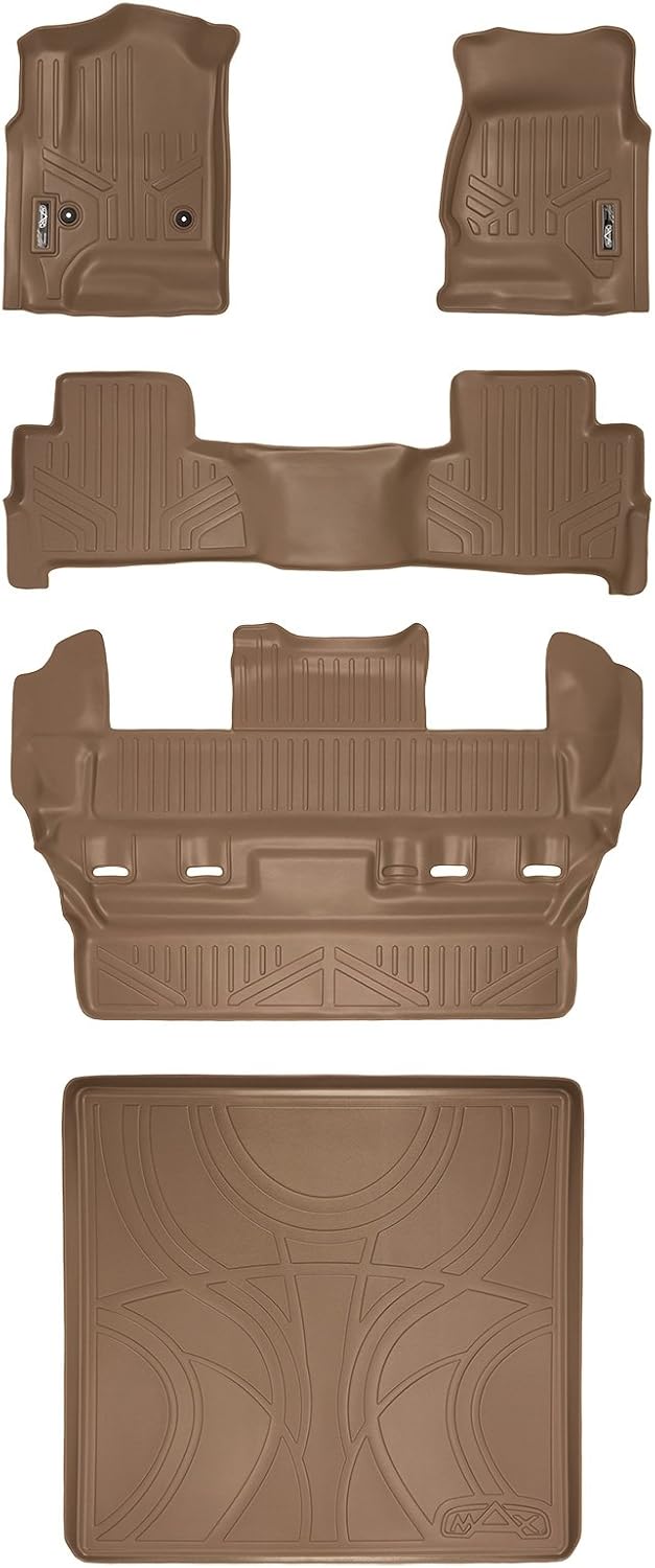 MAXLINER All Weather Custom Fit 3 Row & Cargo Liner Behind The 2nd Row Floor Mat Liner Set Compatible with 2015-2020 Chevrolet Tahoe
