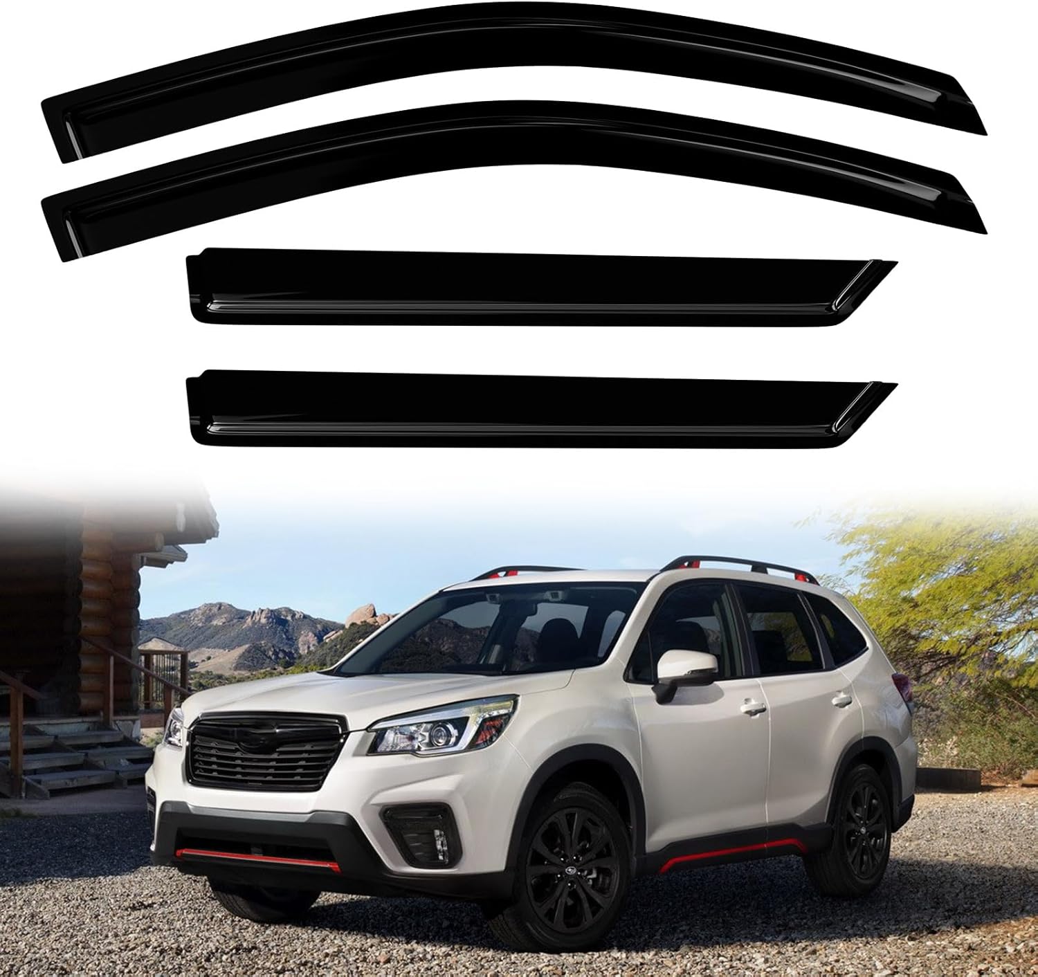 4PC Rain Guards for 2019-2024 Subaru Forester Window Visors for 2020 2021 2023 Deflectors Sun Shades Vent Tape On Out Channel
