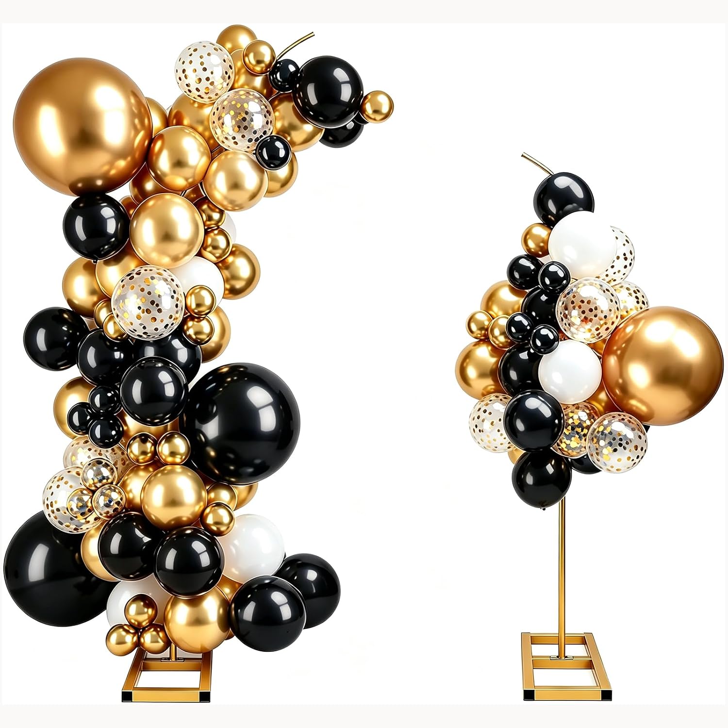 Balloon Arch Kit, Gold Balloon Arch Stand Set of 2, Wedding Arch Frames with Metal Square Base Flower Arch for Birthday Party, Anniversary Graduation Ceremony Wedding (7.9FT&6.7FT)
