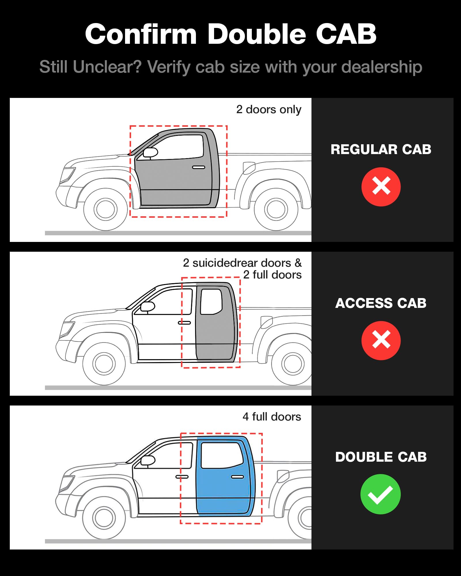 3W Floor Mats Fit Toyota Tacoma 2016-2023 Only for Double Cab and Automatic TPE All Weather Custom Fit — view 3