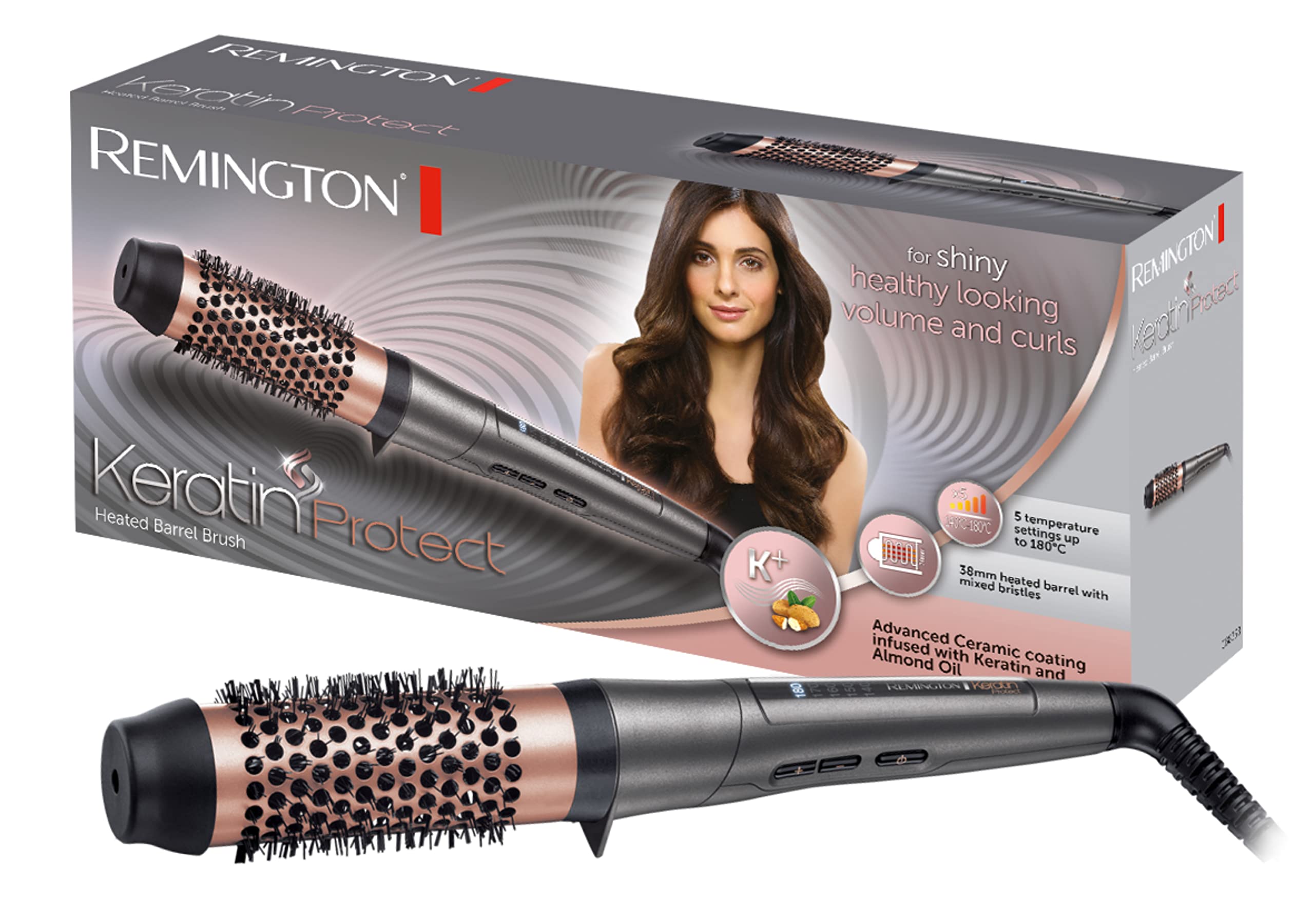 Remington Volumenstyler Keratin Protect CB8338, 38 mm breite Rundbürste, grau/rose gold