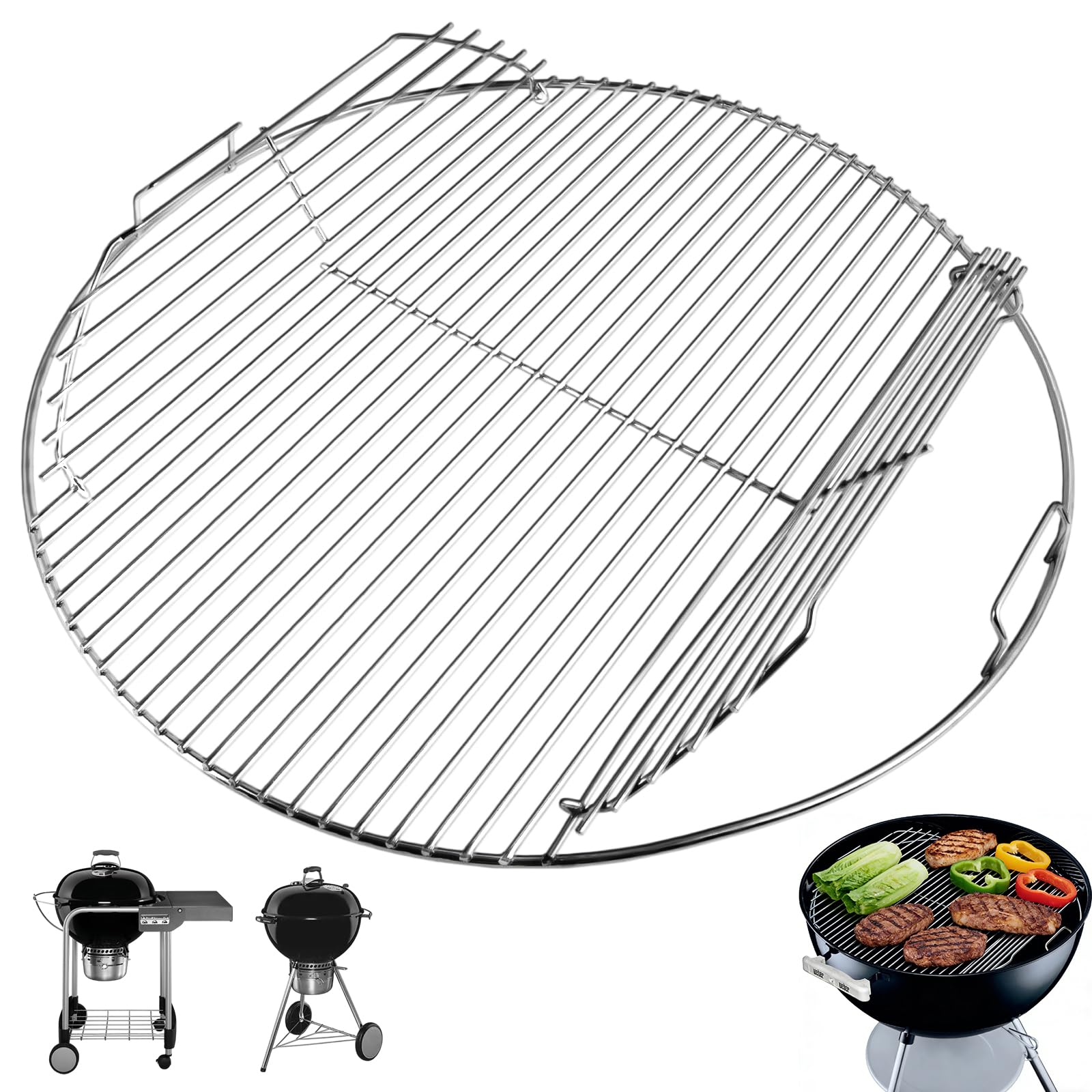 7436 Hinged Cooking Grate for Weber 22 Inch Original Kettle Charcoal Grills