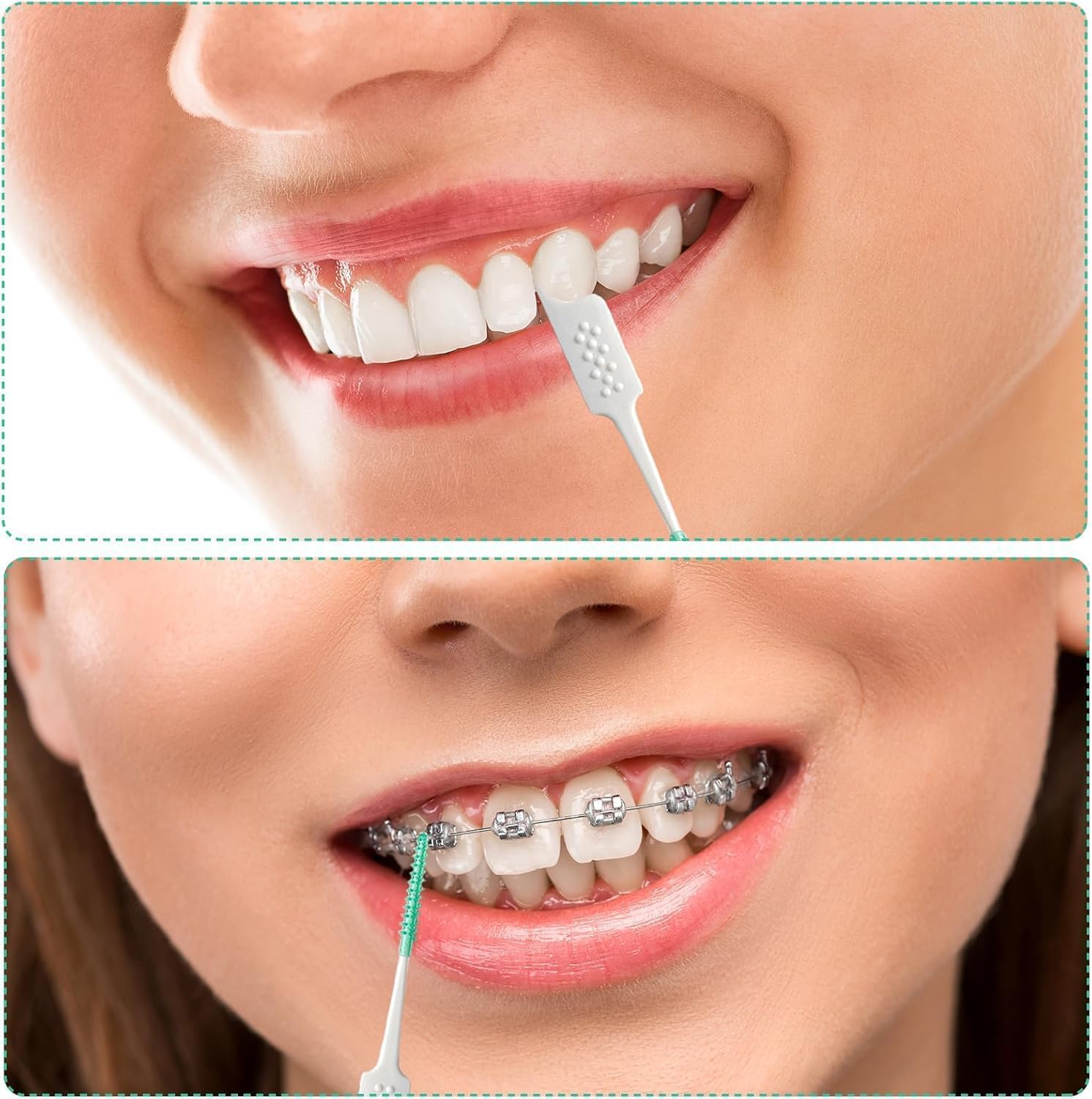 Silverflix Dental Toothpicks for Teeth Cleaning & Oral Care | Double-Sided Interdental Picks with Soft Grip | Removes Food Particles & Plaque | Portable Tooth Cleaning Sticks for Home, Office & Travel (40pcs ) 2