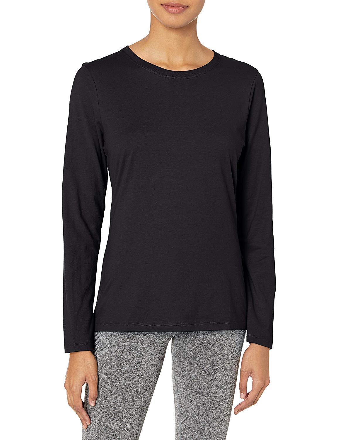 Womens Originals Long Sleeve Cotton T-Shirt, Lightweight Crewneck Tee, Modern Fit