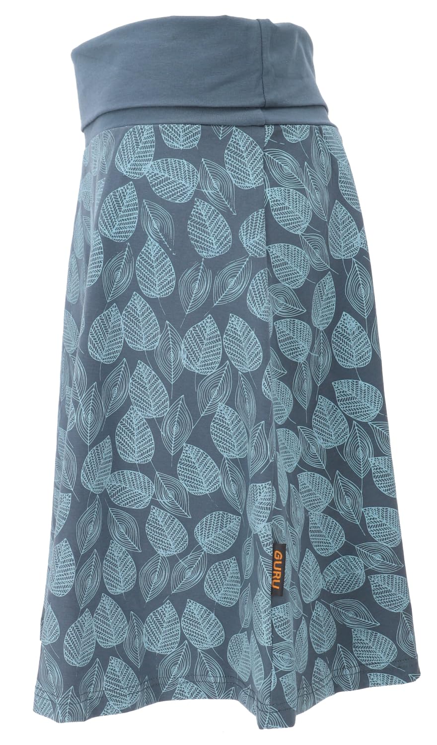 Minirock aus Bio-Baumwolle, Boho Tellerrock Herbstlaub Print, schwarz