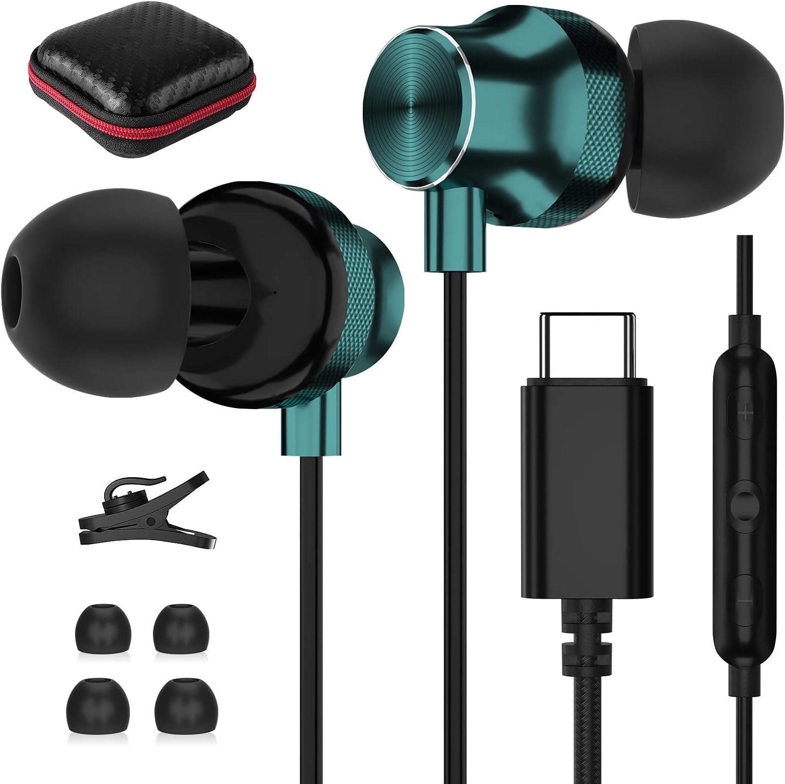 USB C Headphone Wired Earbuds for Samsung S26 Ultra S25 FE S23 A17 A16 A36 A37 A57 In-Ear Noise Isolation Type C Earphone with Microphone for iPad 10 for iPhone 17 Pro Max 17e 16e 16 15 Pixel 9a 10a 9