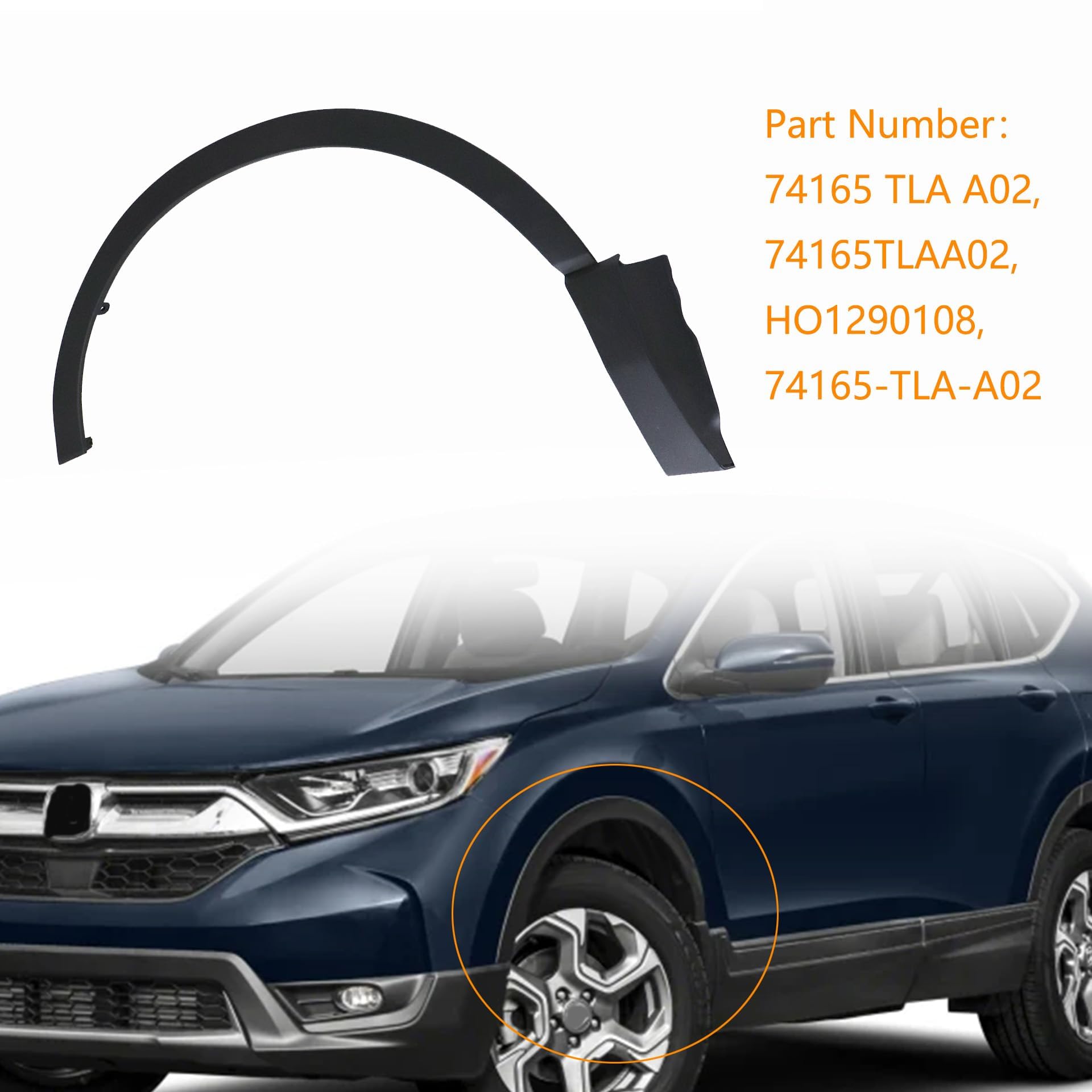 Pair Front Fender Trim Wheel Arch Moldings For 2017-2022 Honda CR-V - Left & Right, Textured Black