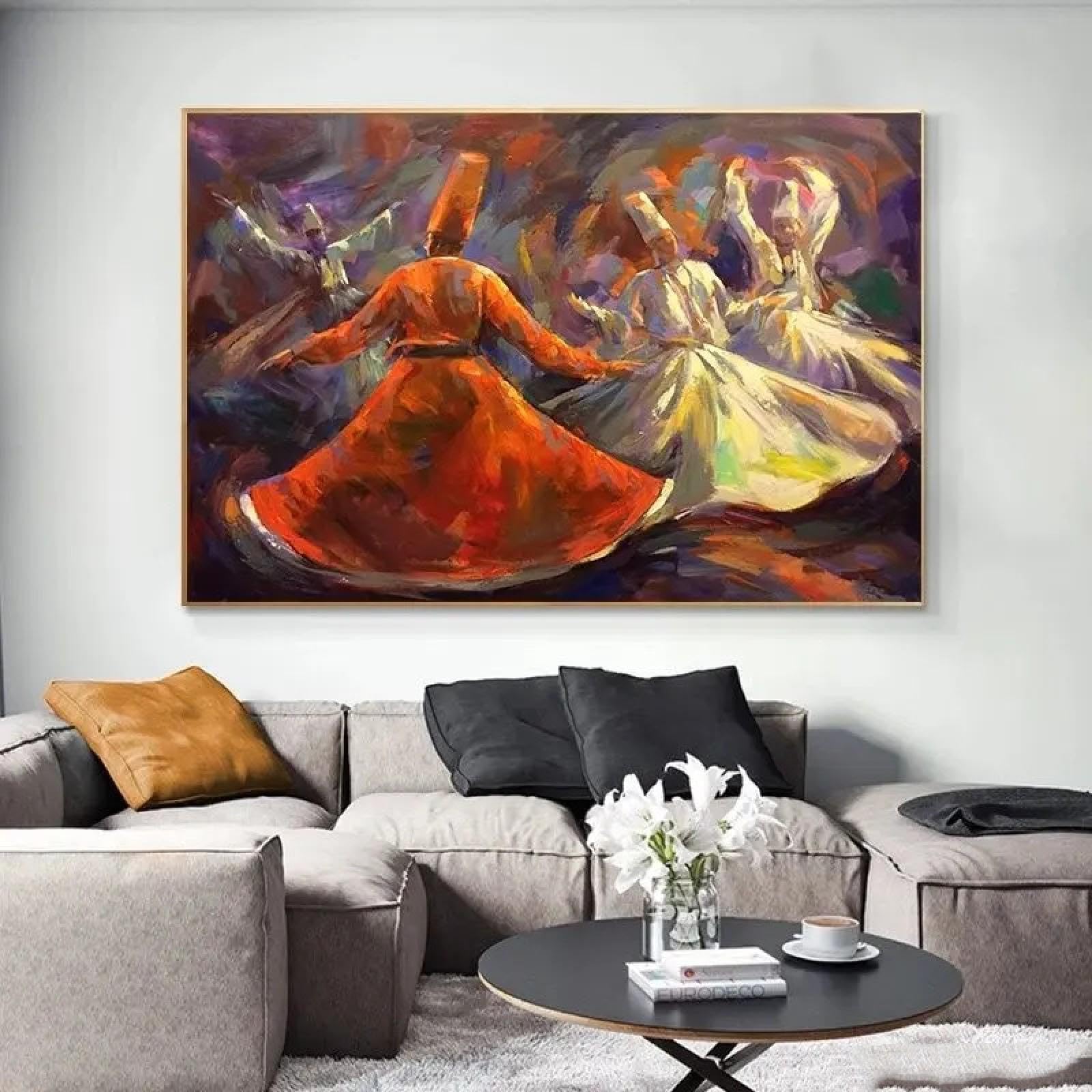 ytonghao Whirling Dervish Oil Painting Art Canvas Print Islam Muslim Posters Egypt Wall Art Pictures for Living Room Home Decor 60x80cm Frameless