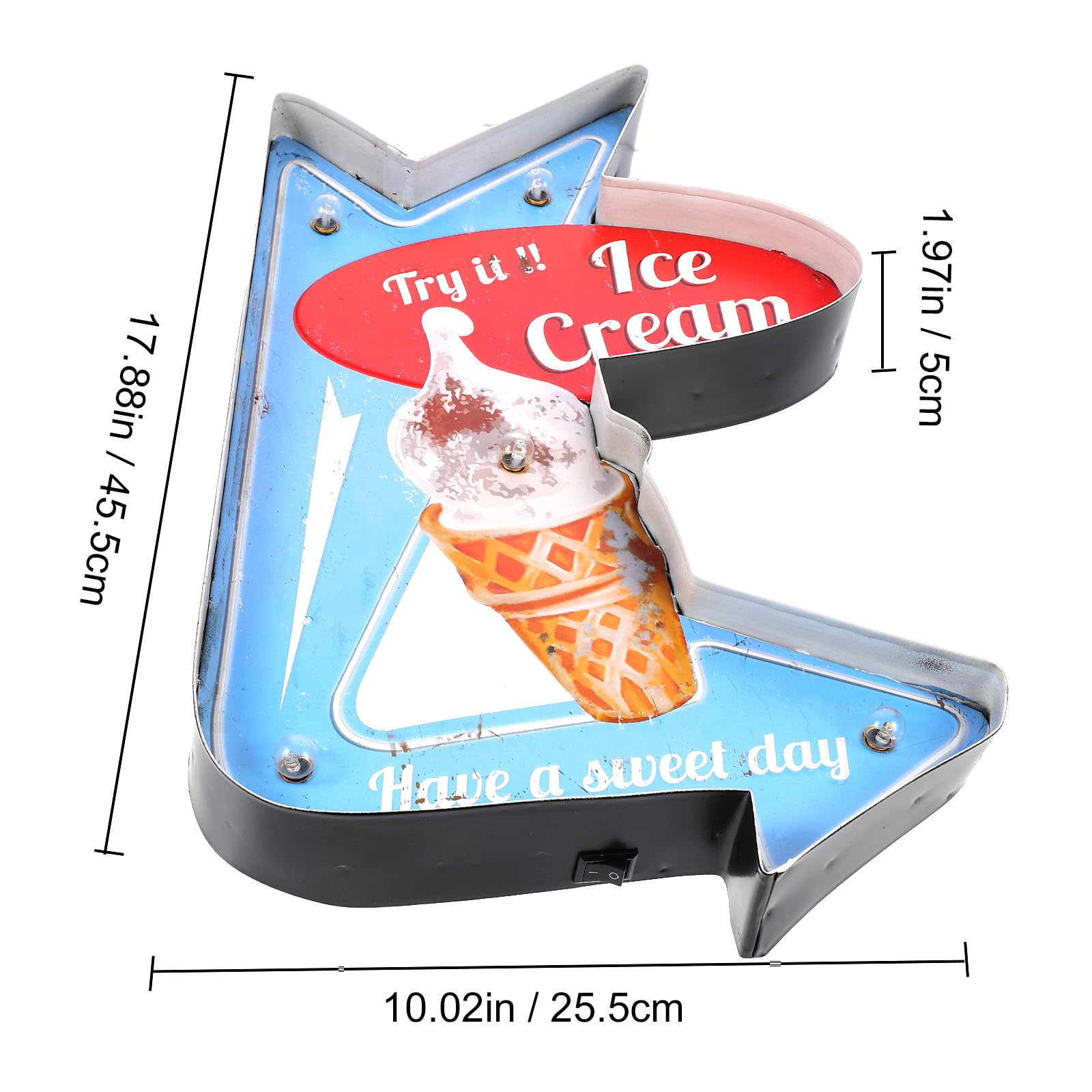 Eiscreme Wandleuchte aus Eisen, Dekorative Werbeleuchte für Fenster