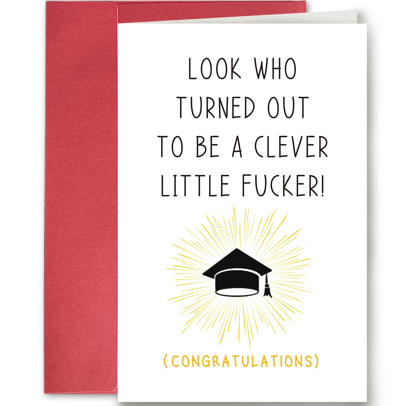 SuperShunhu Funny Graduation Card for Him Her, Graduation Gifts for University, College, PHD, Law School or More, Humorous Congrats Grad Card