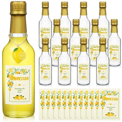 Reallnaive 12 Sets 8 oz Limoncello Glass Bottles Empty Clear